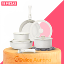 Set de Cocina Premium 15 Piezas Antiadherente Granito con Mango Desmontable